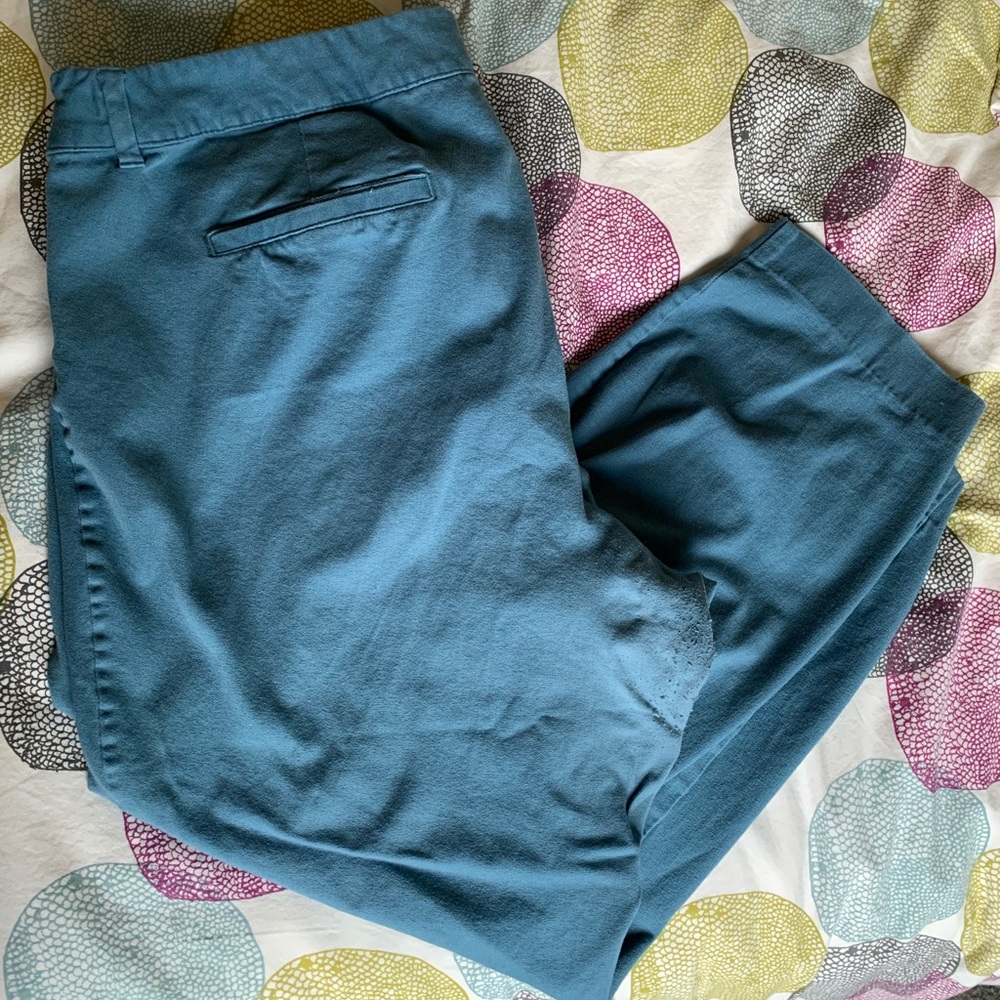 Blue-teal crop trousers